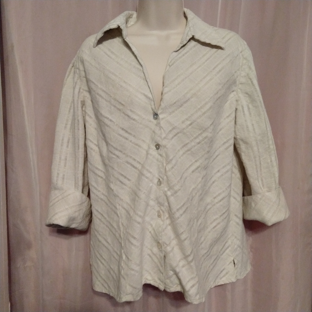 Harve Benard Fitted Linen/Cotton Blend Button-Down